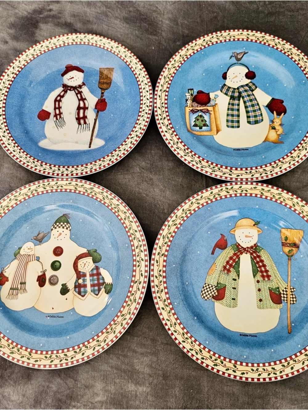Debbie Mumm Snowman Dinner Plates - Set of 4